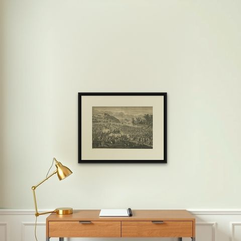 Antique Print of the Battle of Borodino by Le Beau, 'circa 1820', shown framed on a wall