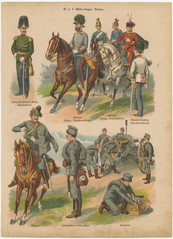 Austro-Hungarian Army Uniforms, Cavalry, Infantry, Artillery & Parade, 1890, view 3