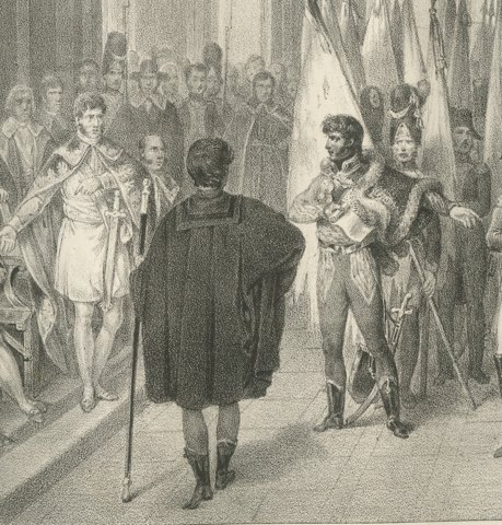 Murat Presents the Colors Taken in Italy, Antique Madou Lithograph, 1827, close-up 3