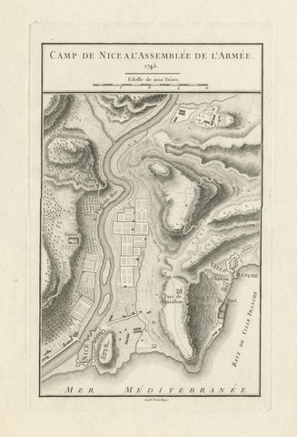 Antique Print of a Military Camp Near Nice by De la Haye, circa 1750, view 2