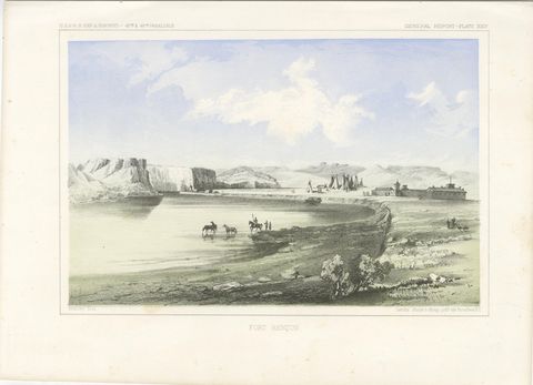 Historic Fort Benton Along the Missouri River, 19th Century Lithograph Print, view 2