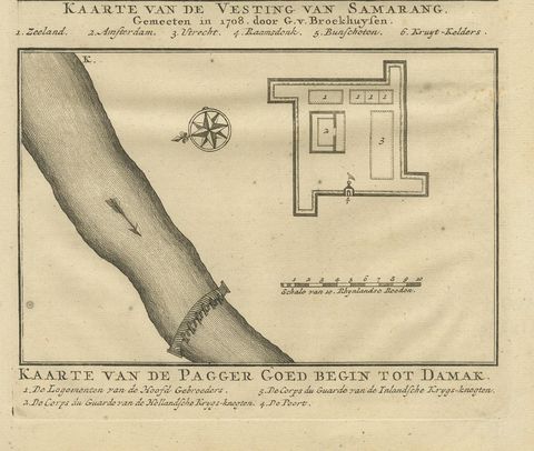 Antique Print of the Castle of Semarang and a Fortress by Valentijn, 1726, view 4