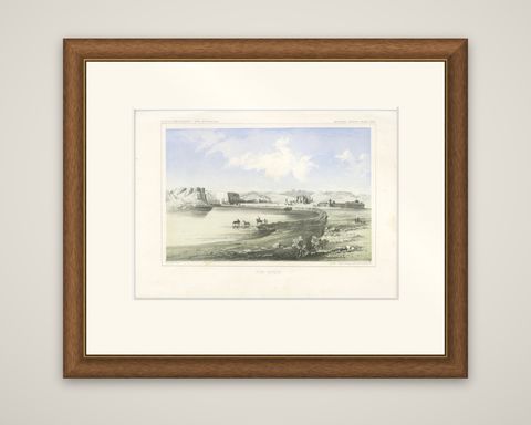 Historic Fort Benton Along the Missouri River, 19th Century Lithograph Print, shown framed