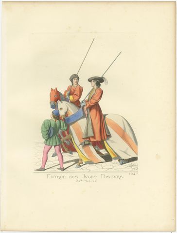 Antique Print of Two Judges Entering a Tournament, by Bonnard, 1860, view 2