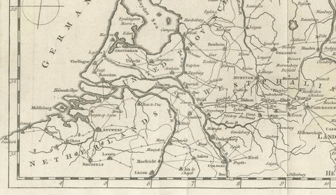 Seat of War Westphalia Map, Antique Military Map Netherlands Germany, 1763, close-up 2