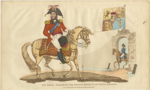 The Prince Regent on a Leopard Skin Saddlecloth with the Royal Standard, 1815, view 2