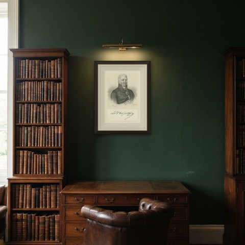 Baron Desgenettes, French Military Physician, Lithograph by Maurin, circa 1830, shown framed in a room