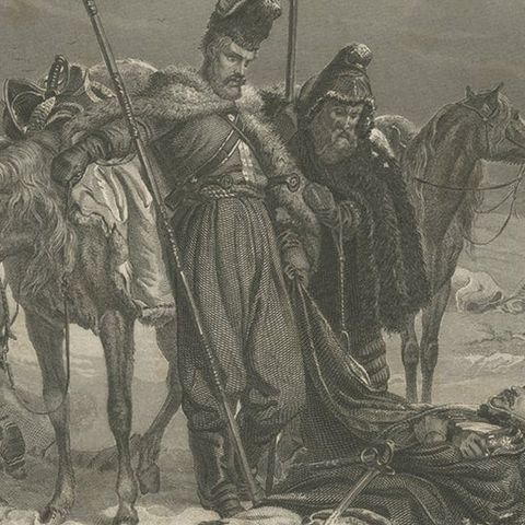 Antique Print of a Battle Scene in Early 19th Century Europe, ca.1857, close-up 2