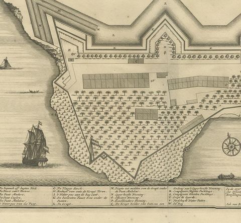 Antique Print of the Fort at Kollam ‘India’ by Valentijn, 1726, view 4