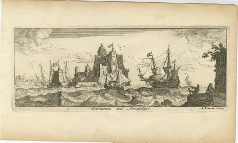 View of Bartanico in the Aegean Archipelago with Fortifications and Ships, 1680, view 2