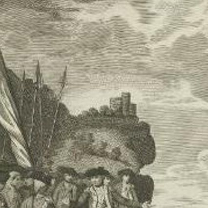 Antique Print of General Elliot and his Troops by Raymond, circa 1787, close-up 1