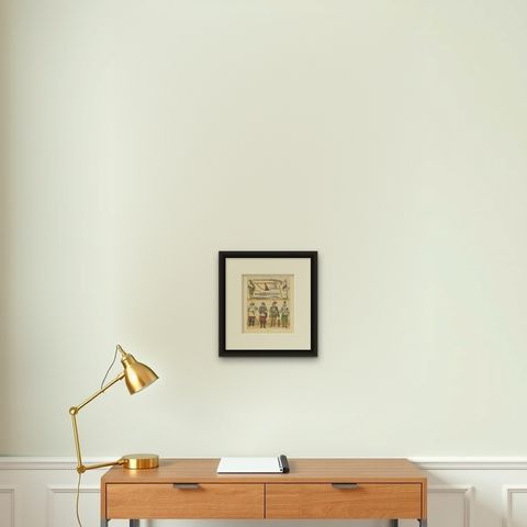 Pl. 83 Antique Print of French 16th Century Battle Costumes by Racinet, shown framed on a wall