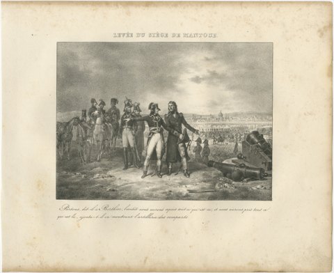Raising the Siege of Mantua, Berthier, Antique Madou Lithograph, 1827, view 2