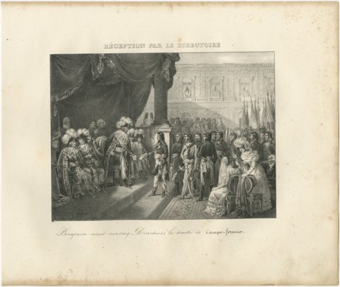 Reception by the Directory, Campo Formio, Antique Madou Lithograph, 1827, view 2