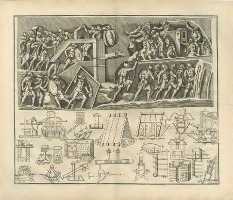 Roman Siege Relief with a Ram, Siege Towers and Engines, Montfaucon, 1722, view 2