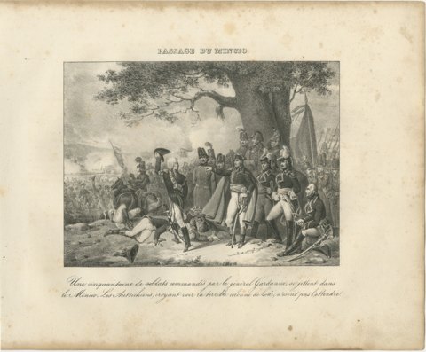 Crossing the Mincio, General Gardanne, Antique Madou Lithograph, 1827, view 2