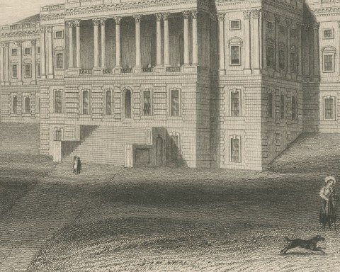 Capitol West Front, Washington, with Battle of Trenton Vignette, circa 1850, close-up 2
