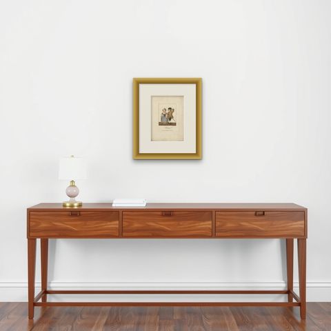Antique Costume Print, Possibly Depicting Napoleon, C.1850, shown framed on a wall