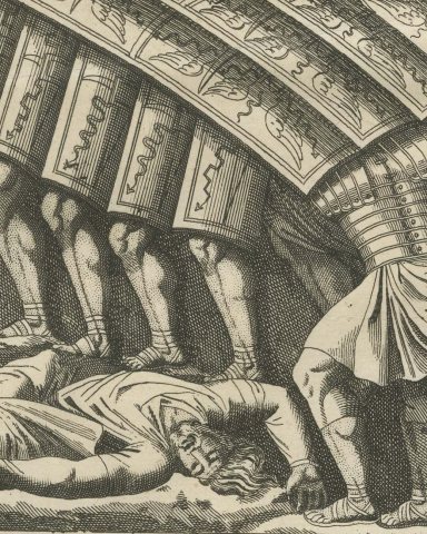The Roman Testudo, Shield Roof Formations, Montfaucon Engraving, 1722, close-up 1