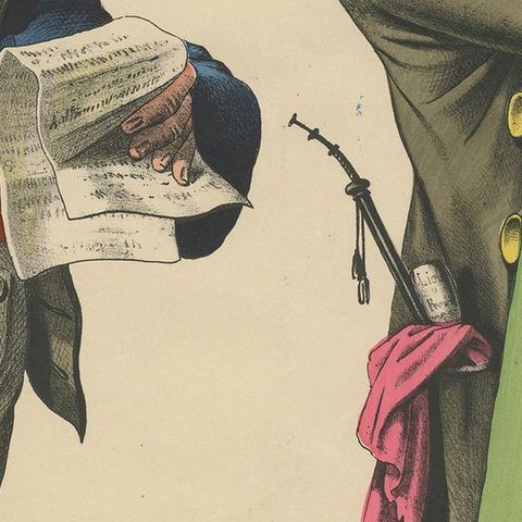 Antique Caricature Print of a General 'c.1860', close-up 2