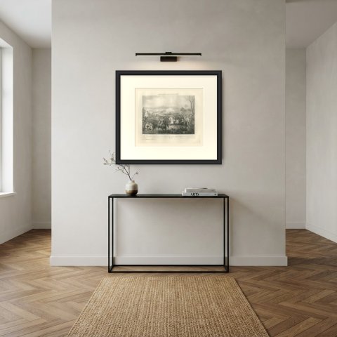 Battle of Marengo, Desaix Arrives, Antique Madou Lithograph, 1827, shown framed in a room