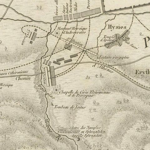 Battle of Plataea Ancient Greece Military Map by Ambroise Tardieu, 1825, close-up 4