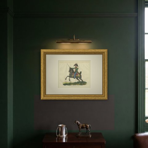 Bernadotte, Crown Prince of Sweden, on a Dark Gray Horse, 1816, shown framed on a wall