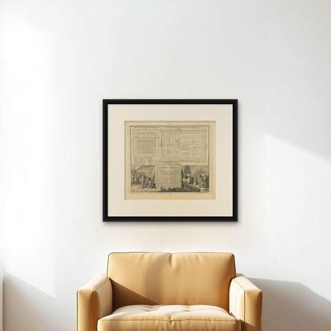 Antique Roman Battle Plan of a Camp by Duncan, c.1753, shown framed on a wall