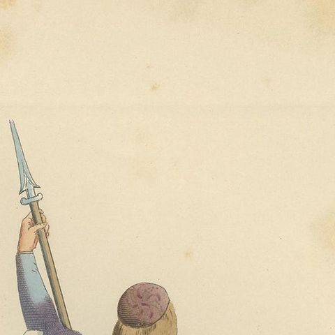 Antique Print of an Infantry Soldier, Italy, 15th Century, by Bonnard, 1860, close-up 1