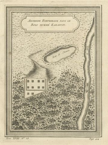 Antique Print of a Fortress in Perm Krai in Eastern Europe, Russia, 1768, close-up 1