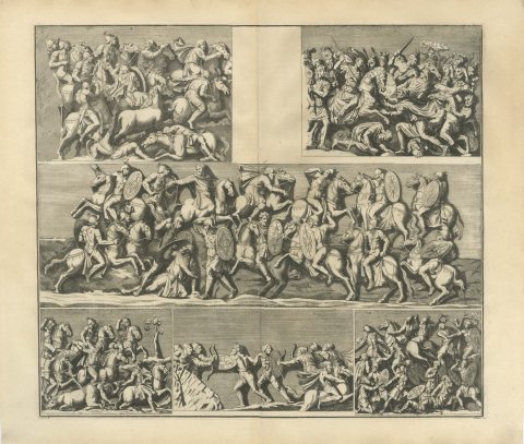 Cavalry and Infantry Battle Reliefs in Six Scenes, Montfaucon Engraving, 1722, view 2