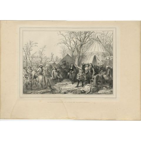 Antique Print of A. Vandermeulen at the Siege of Valenciennes by Madou, 1842, view 2