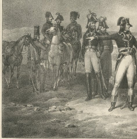 Raising the Siege of Mantua, Berthier, Antique Madou Lithograph, 1827, close-up 1