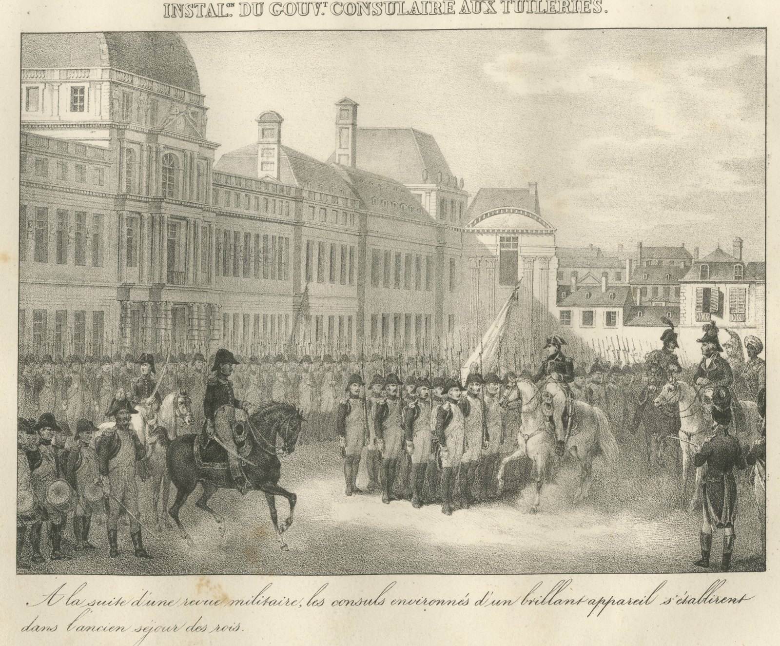 The Consuls Installed at the Tuileries, Paris, Antique Madou Lithograph, 1827