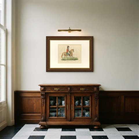 Lord Hill, Lieutenant General, Riding a Pale Chestnut Horse, 1815, shown framed in a room