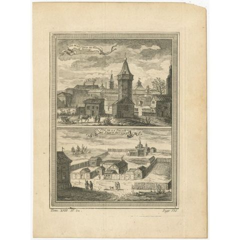 Antique Print of a Fortress and Prison in Siberia, Russia, 1768, view 2