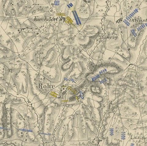 Antique Plan of the Battle of Abensberg in Germany, close-up 2