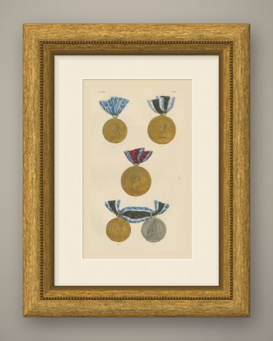 Bavarian Medals, Maximilian Joseph and Ludwig, Bravery Medal, Plate XIII, 1844, shown framed
