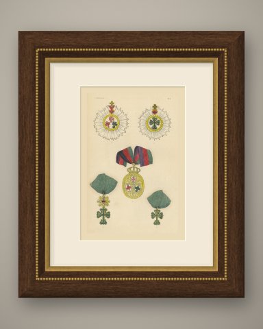 Orders of Portugal, Badge of the Three Military Orders, Plate LVI, 1844, shown framed