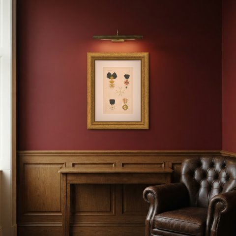 Papal States, White Crosses and Papal Decorations, Plate XXIX, 1844, shown framed in a room
