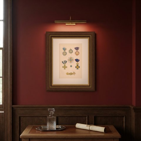 Orders of Bavaria, Order of Saint Michael and Other Crosses, Plate XI, 1844, shown framed on a wall