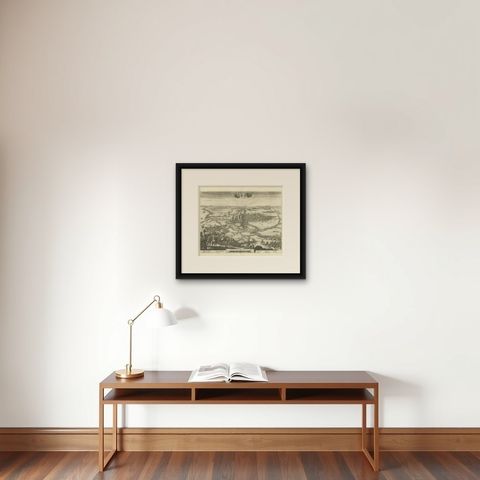 Antique Print of the Siege of Alkmaar, City of Cheese in Holland, c.1700, shown framed on a wall