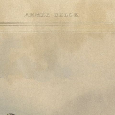 Old Handcolored Print of a Regiment of the Belgium Army, 1833, close-up 1