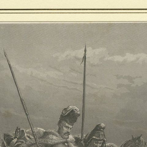 Antique Print of a Battle Scene in Early 19th Century Europe, ca.1857, close-up 1