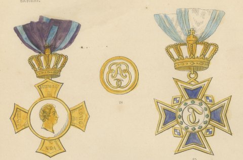 Orders of Bavaria, Ludwig Cross for Fifty Years Service, Plate XII, 1844, close-up 1