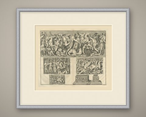 Roman Cavalry Battle Reliefs from Constantine's Arch, Montfaucon, 1722, shown framed