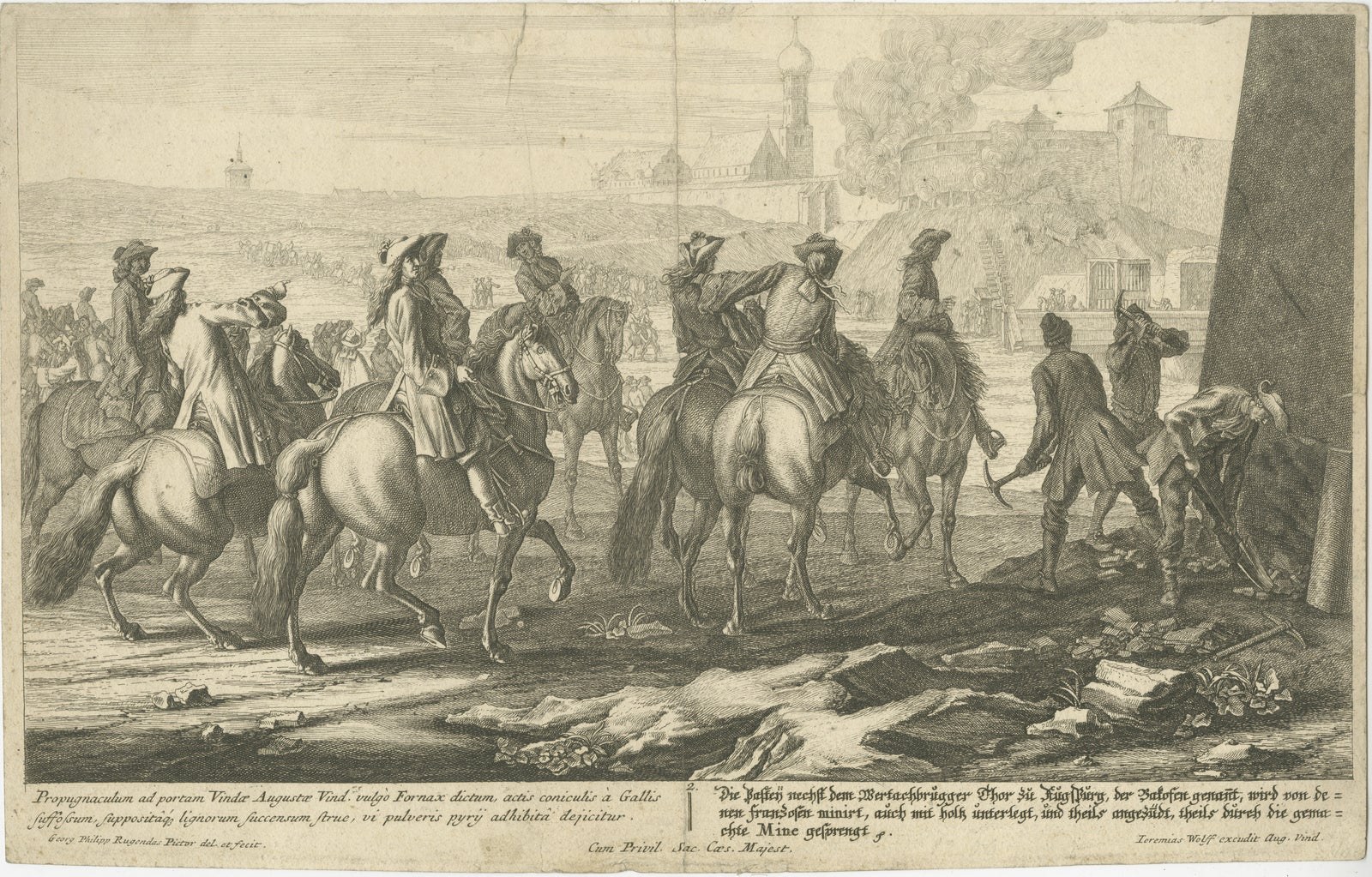 Battle of Augsburg 1703, Bavarian Succession War, Rugendas Engraving