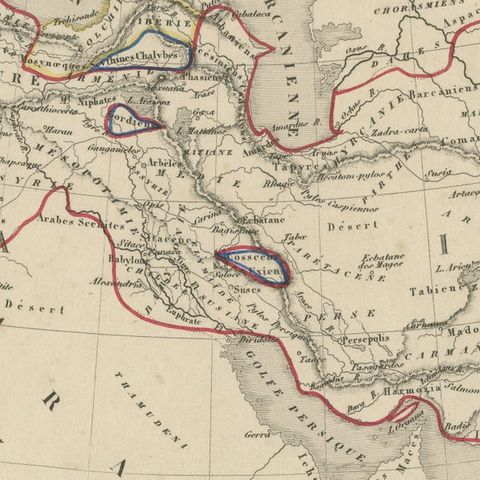 Alexander the Great’s Empire Map, Classical Campaign Routes, c.1800, close-up 4