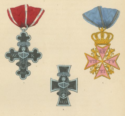 Electoral Hesse, Iron Helmet Crosses, Plate XLII, Wood Engraving, 1844, close-up 1