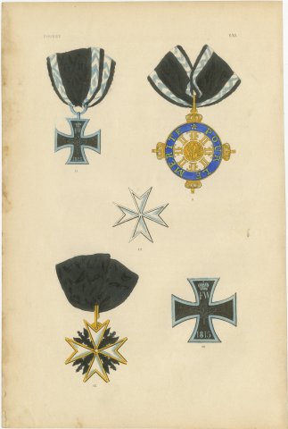 Orders of Prussia, Pour le Mérite Badge and Crosses, Plate LXI, 1844, view 2
